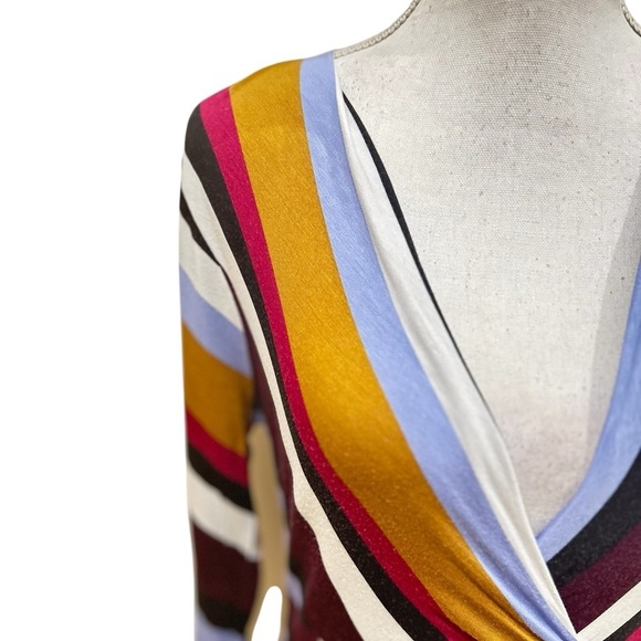 Motherhood Maternity multi Striped Long Sleeve Top ruched side small (maternity) - Picture 5 of 10